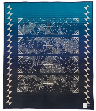 Pendleton American Indian College Fund Blanket - 64 x 80 Wool Cotton Soft, Reversible Blanket, Ultrasuede Binding, Made in USA - Infinite Prayer