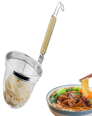 Syengery Cesta para Cocer Pasta, Cestas Coladoras De Pasta, Cuchara De Colador De Fideos, Cuchara Asiática De Cocina con Mango para Dormitorio, Restaurante