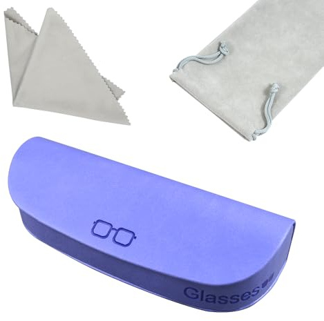 MBQBBBZ Glasses Case hard shell,3-in-1 Travel Sunglasses Case & Eyeglass Case with Cleaning Cloth & Storage Pouch(Purple)
