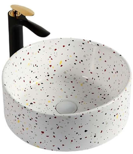 Lavabo de Cerámica para Baño, con Esmaltado Mate Liso, de Cocción a alta Temperatura, para Instalación Sobre Encimera, para Tocador Moderno