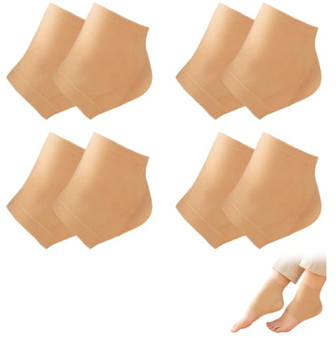 4 pares de protectores de talón con gel, fundas elásticas transpirables para talón y tobillo, almohadilla integrada para amortiguación y ajuste diario, compatibles con deporte y varios zapatos