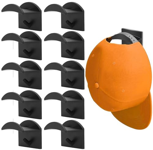 10 Pcs Adhesive Hat Hooks for Wall Mounted,Cap Hat Storage Holder for Wall
