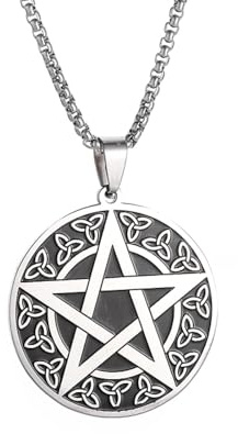 Generiskt utsökt Wicca-pentakel Trinity keltiska knut-hängsmycke-halsband herrmode iriskt lyckosamulett smycke