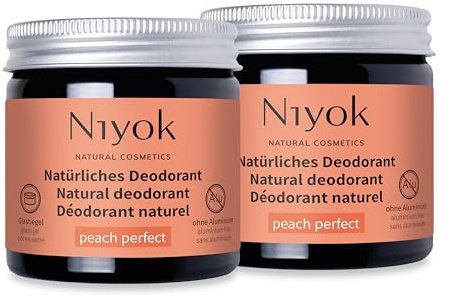 Niyok® 2-in-1 anti-transpirante Deocreme Peach Perfect (2x40ml) • Natürliches Deo ohne Aluminium • 24h Schutz vor Geruch & Schweiß • Deodorant Creme Unisex • Feste Deo Creme vegan