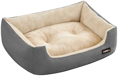 Feandrea Hundebett, Hundekorb mit Wendekissen, 70 x 55 x 21 cm, grau PGW003G01