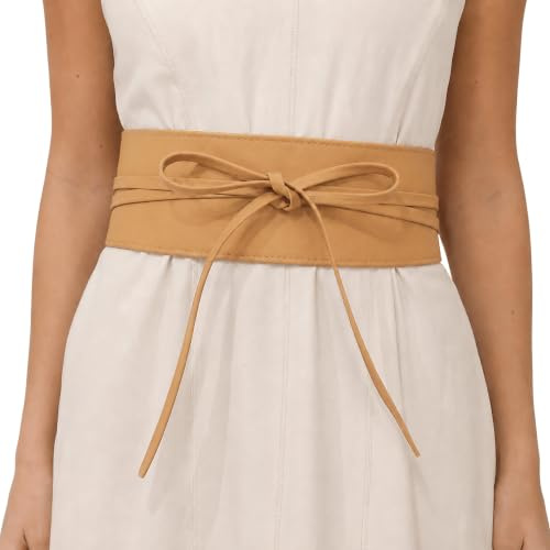 FASHIONGEN - Obi läderbälte för kvinnor från Italien, tillverkat i Frankrike, CASSIANE - Beige, 3XL