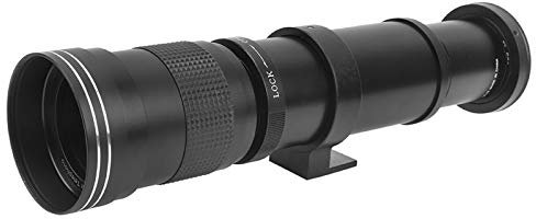 DAUERHAFT 420 800mm Teleskopobjektiv , F8 . 3 16 Manueller Fokus Zoom Teleobjektiv mit 2X Vergrößerung , 420 800MM Super Telezoom , für EF S Mount Kamera (Schwarz)