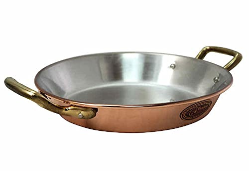 Copper Garden Paella Pfanne 20 cm mit Griffen für 1-2 Personen I Mit Zinn beschichtete Pfanne aus Kupfer zur idealen Wärmeleitung/-verteilung I Platzsparende & langlebige Paellapfannen