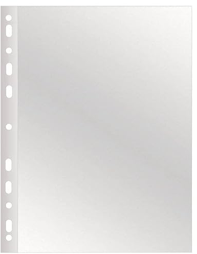 Q-Connect KF11191 Prospekthülle/Klarsichthüllen Genarbt A4-50 Stück/Verbreiterte Seiten/Oben Offen Klarsichthüllen Sicht-Hüllen Gelochte Plastikhülle/Transparent 75 mikron, 220 x 300 mm/ 22 x 30 cm