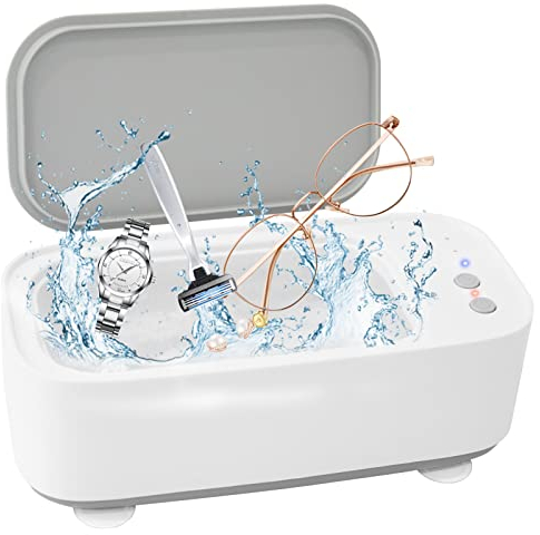 SOARFLY Ultraschallreiniger 45000Hz, 500ML für Schmuck, Uhren, Gläser, Ringe in Weiß und Grau