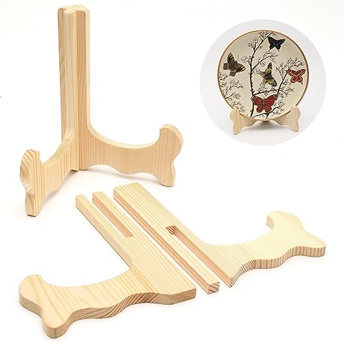 Juibao 2 supporti per piatti in legno, cavalletti, espositori, libri, foto, cornici