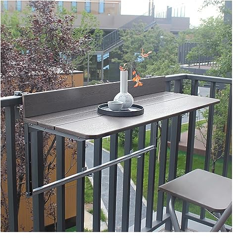 SZITW Balkongeländertisch, Balkonhängetisch, klappbarer wetterfester, klappbarer Geländertisch, multifunktionaler Geländerhängetisch, Balkontisch, Hängetisch, Balkonbar für Innen- und Außenbereich