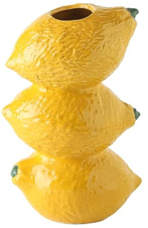 Keramische Fruchtförmige Vasen für Blumen, Niedliche Erdbeer-Blumenvase, Heimdekoration, Kreative Blumenvasen für Tischdekoration, Einzigartige Vase, Blumenbehälter für Pflanzen, Heim-,(Zitronen)