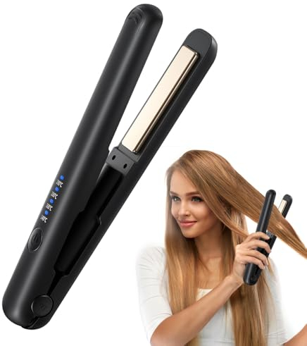 LYPPUL Mini Glätteisen Kabellos, Haarglätter Glätteisen, 2 in 1 glätteisen Locken und Glätten, Wiederaufladbares Kabelloses Glätteisens mit 4 Temperaturen, Reiseglätter, Keramik Haarglätter