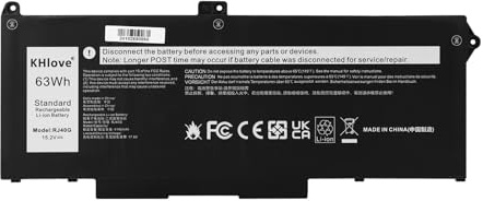 KHlove 63Wh RJ40G Batteria per Dell Precision 15 3560 Latitude 14 5420 Latitude 15 5520 Series P137G P137G001 P104F P104F001 P104F002 005R42 075X16 01K2CF WY9DX 0WK3F1 0M3KCN Notebook Battery