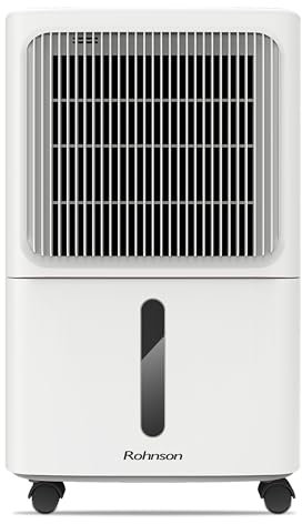 Rohnson Deshumidificador – 12 l/día, para 60 m², depósito de 2 l, silencioso 36 dB, secado para ropa, ionizador, control de humedad digital, drenaje continuo, ruedas y asa, temporizador 24 h