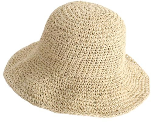 LQTSLFM Damen-Sonnenhut,Fischerhut für Damen,Gestrickte Hüte Atmungsaktiver Sommer-Hut,Strandhut,Häkeln Sonne Hut Sommer Strand Fischer Hüte