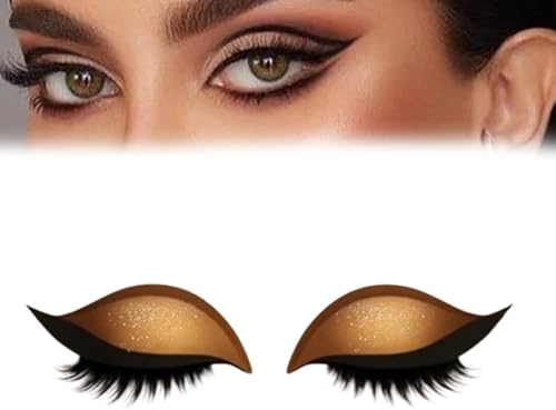 Patch Lazy Eye Shadow con Ciglia Finte – Adesivi Trucco Occhi 2-in-1 Riutilizzabili con Ombretto e Ciglia Naturali, Adatto a tutte le forme degli occhi, per Feste, Cosplay, Look Giornaliero(Gold)
