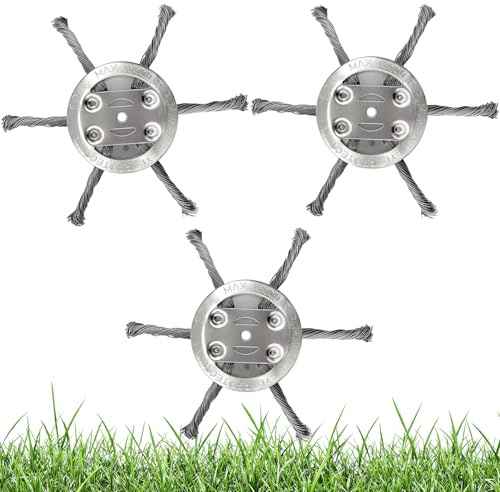 TZEKING 3 Piezas Cabezal de Fresado de Alambre de Acero(150mm,6 Cuchillos),Accesorio para Cortacésped,Cortador de Cepillo,Herramienta Eléctrica,Rueda de Desbrozadora para Eliminar Malas Hierbas,Musgo