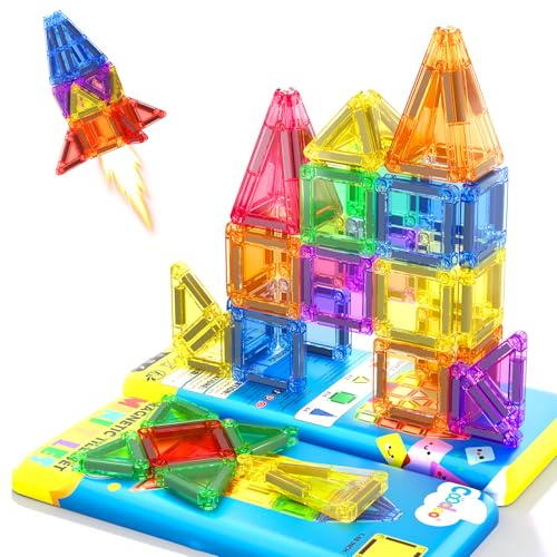 Magnetische Bausteine für Kleinkinder, Magnetblöcke, STEM-Bauspielzeug für Kinder von 3 bis 8 Jahren, Montessori Spielzeug Magnetspiele für Jungen und Mädchen im Alter von 3, 4, 5, 6, 7 und 8 Jahren