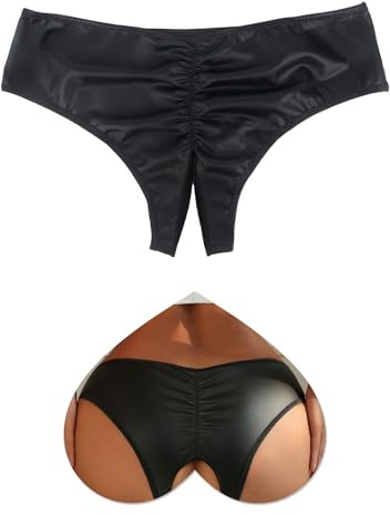 ohyeahlady Women's French Knickers Hollow Out Micro Thongs Plus Size Underwear Panites for Women Sexy Black Hot Pants Size 14