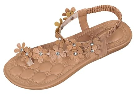 Sandalias ortopédicas para mujer, zapatos planos de playa con cama suave, cómodas chanclas bohemias con decoración floral, elegantes sandalias con plantilla, separadores de dedos abiertos