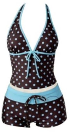 Y2k Vintage 2-delad bikiniset kokett grimma tankini topp med shorts för kvinnor