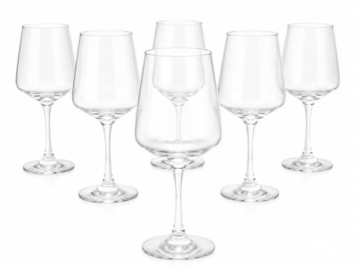 cecaro group Set 6 Calici da Vino 420 ml in Vetro Trasparente – Calici Eleganti con Stelo Alto – Bicchieri per Vino Rosso, Bianco e Rosato – Lavabili in Lavastoviglie