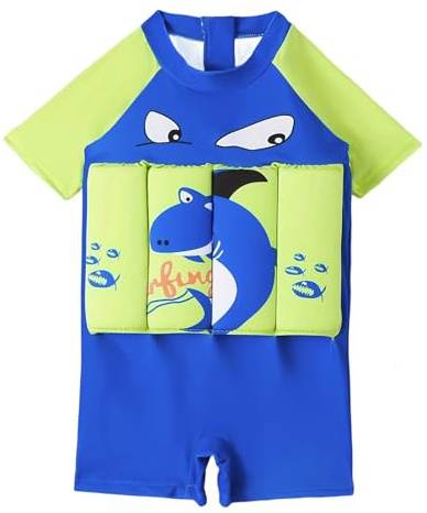 Maillot de Bain Flottant Enfant Garcon Fille, Combinaison Flottante Maillot de Bain Une Pièce avec Flotteurs Reglable pour sécurité Confiance Aide à la flottabilité Été Costume pour Natation Débutant