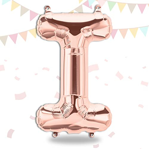 FUNXGO Folienballon Buchstaben Rosegold I - Buchstaben Luftballon Klein I - ca. 40cm Nur Luftfüllung - Ideal für Geburtstag, Hochzeit & Party Deko - Ballon Buchstabe I Rosegold