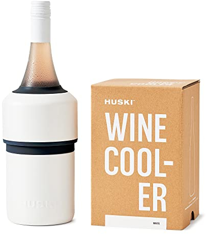 Huski Wine Cooler | Award Winning Iceless Design | Keeps Wine Cold up to 6 Hours | Wine Accessory | Next Generation Ice Bucket | Fits Some Champagne Bottles | Perfect Gift for Wine Lovers (White)