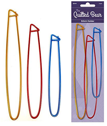 The Quilted Bear Knitting Stitch Holders - Premium Aluminium Stitch Holders for Knitting Set with Two Different Sized Sets (Large Set)