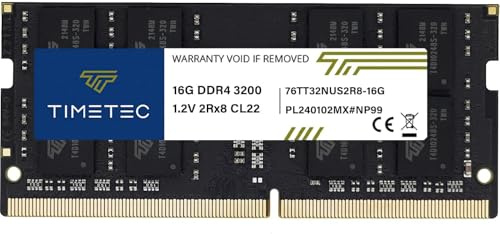Timetec 16GB DDR4 3200 MHz (PC4-3200AA) PC4-25600 SODIMM – Sin ECC, sin búfer, 260 Pines, 1,2V CL22, módulo de Memoria para Ordenadores portátiles, Mini-PC y Ordenadores Todo en uno.