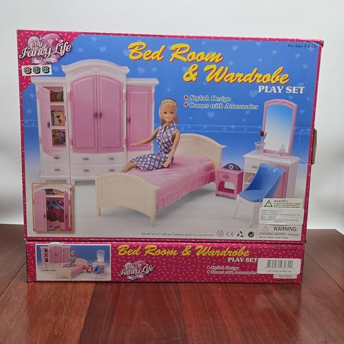 My Fancy Life Bed Room & Wardrobe Doll Furniture Play Set