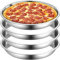Elsjoy 4 Stück 33 cm Edelstahl Pizzaform, Tiefe Runde Backform, Großes Pizzabackblech, Robuste Pizzaschale, Antihaftbeschichtet, Backblech für Ofen, spülmaschinenfest