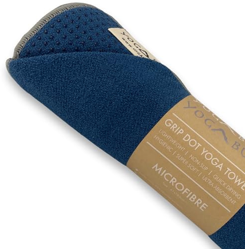 Yogabum Grip Dot Yoga Mat Towels | Non-Slip | Eco Yoga Towel (Navy Blue)