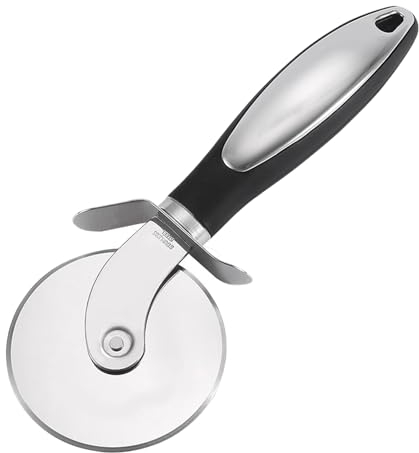CUESVAP Rueda Cortador Pizza de Acero Inoxidable, Corta Pizza Multifuncional, Cortador de Pizza Profesional de 8.3 pulgadas con Mango Antideslizante | Negro