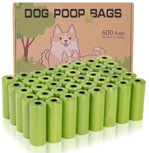AiTodos® 600 Stück Hundekotbeutel, Grün, 31 x 22 cm, Polyethylen-Material, geeignet zum Verlassen des Hauses, tragbar – Hundekotbeutel (40 Rollen, 15 pro Rolle)