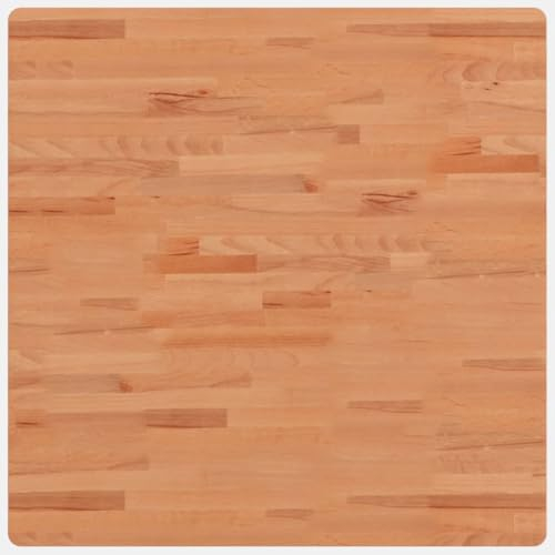 vidaXL Tischplatte, Quadratisch Holzplatte mit 4 abgerundeten Ecken, Holztischplatte Ersatzplatte für Couchtisch, Massivholztischplatte Platte, 80x80x1,5 cm Massivholz Buche