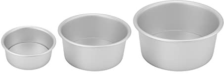 Juego de 3 Moldes para Pasteles Redondos de Aleación de Aluminio, 10, 15 y 20 cm, con Capa de Acero Inoxidable para Hornear Tartas, Cumpleaños, Bodas