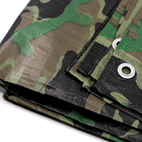 Tarnplane Abdeckplane 4x5m Wasserdicht + 1x Bildmagnet! Gewebeplane mit Ösen Gartenplane Camouflage Plane für Outdoor & Garten Holz Gartenmöbel Camping & Survival Ausrüstung Bauplane Zeltplane