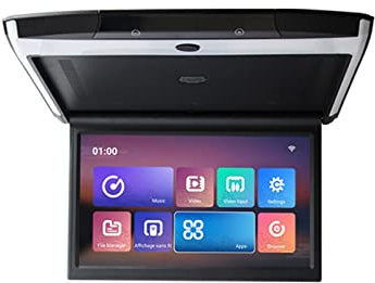 Lecteur DVD portable pour lecteurs vidéo d'appuie-tête de voiture 12.5 pouces voiture toit montage moniteur 2 + 16GB IPS écran 1080P MP5 vidéo film Playes Automobile plafond TV avec écran rotatif HD (