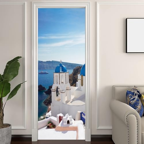 workid 3D Türtapete Türfolie selbstklebend TürPoster PVC Türaufkleber Fototapeten Blaues Haus 90x200 MTHP-04