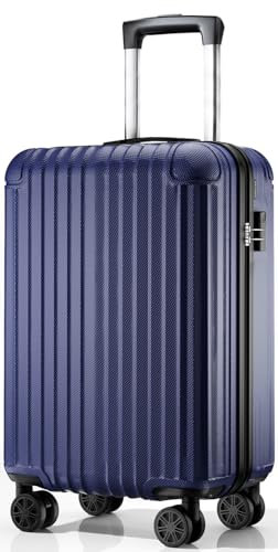 ABISTAB Handgepäck Koffer 55x35x23cm, Hartschalen Reisekoffer klein, leicht Koffer Trolley mit 4 Rollen & Zahlenschloss, Dunkelblau