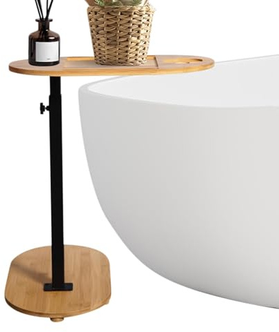 Badkars-ståbricka-bord – badkar-bricka-bordsstativ | bubbelbord fristående med justerbar höjd, bubbelbord, utrymmesbesparande, halkfri badrums-badkar-organisatör