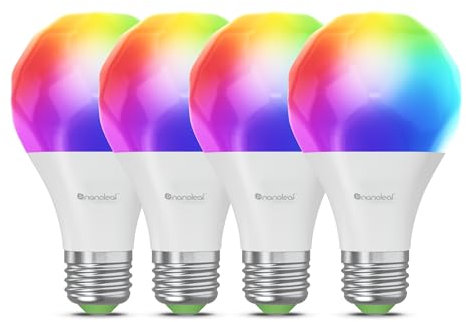 Nanoleaf Matter Essentials WLAN Glühbirnen E27, 4 smarte RGBW LED Lampen - 16 Mio. Farben, individuelle Zeitpläne, App- & Sprachsteuerung (kompatibel mit Alexa, Apple & Google Home), Deko & Gaming
