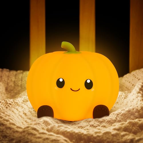 BTOIURF Kids Night Light with Timer Nursery Light Lamp Touch Control Silicone Rechargeable Pumpkin NightLight for Baby Bedside Lamp Gift for Children Toddlers Women Teen Girls