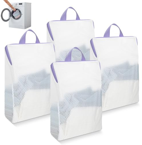 Romon Bolsa Lavadora Pack de 4 con Asa 30x40 cm Malla Fina y Resistente Protección para Sujetadore Ropa Interior Jerséis -Para Lavadora y Viajes