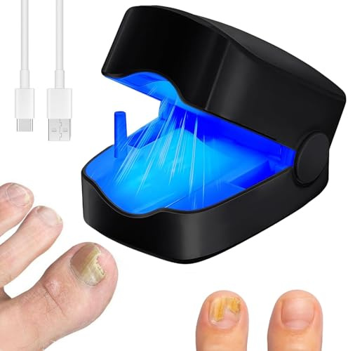 Aparato de Cuidado Micosis Uñas,Portátil de Limpieza de Uñas, Mejorar Uñas de los Pies Gruesas de Decoloradas, 7 Min Por Día Efectiva de Cuidado Micosis Uñas, el Hogar al Aire Libre-Negro