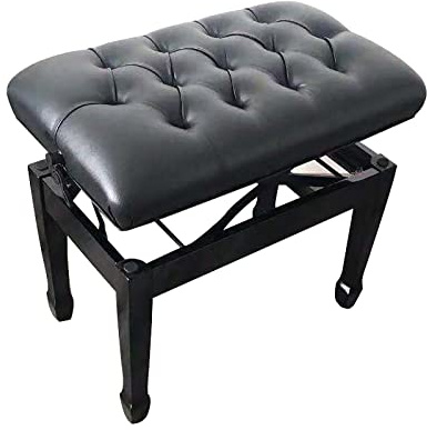 Pianopall justerbar pianobänk med hydraulisk lyftfunktion och vadderad läderpianopall för hemmabruk, höjd: 49-59 cm,